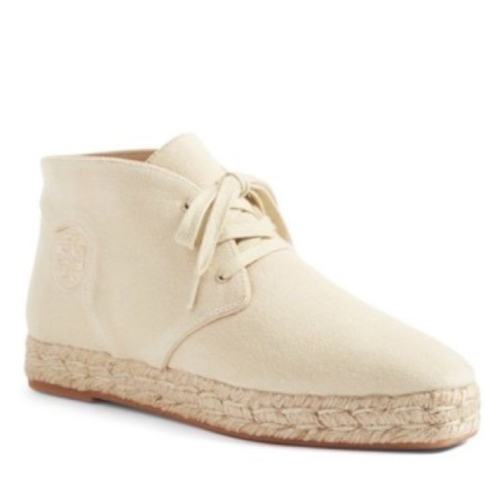 Tory Burch Cream Espadrille Ankle Boots